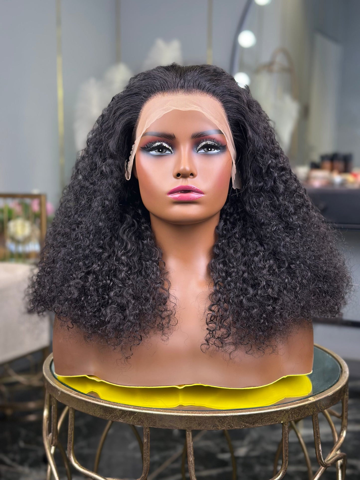 Glueless Kinky Curly Wig with Lace Front Closure 20 Inch