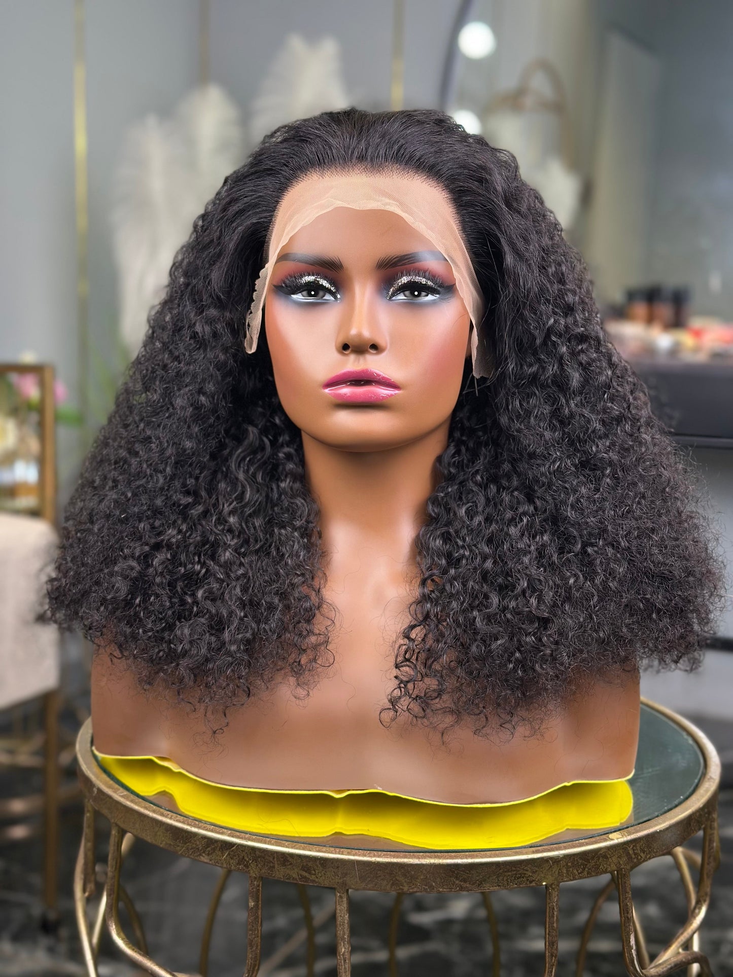 Glueless Kinky Curly Wig with Lace Front Closure 20 Inch