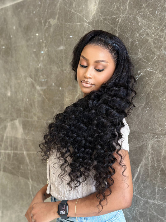 28 Inch Long Full Frontal Double Drawn Loose Deep Weave
