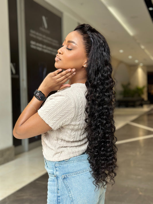 28 Inch Long Full Frontal Double Drawn Loose Deep Weave