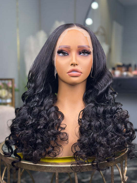 Double Drawn Glueless Beach Weave Lace Front Wigs
