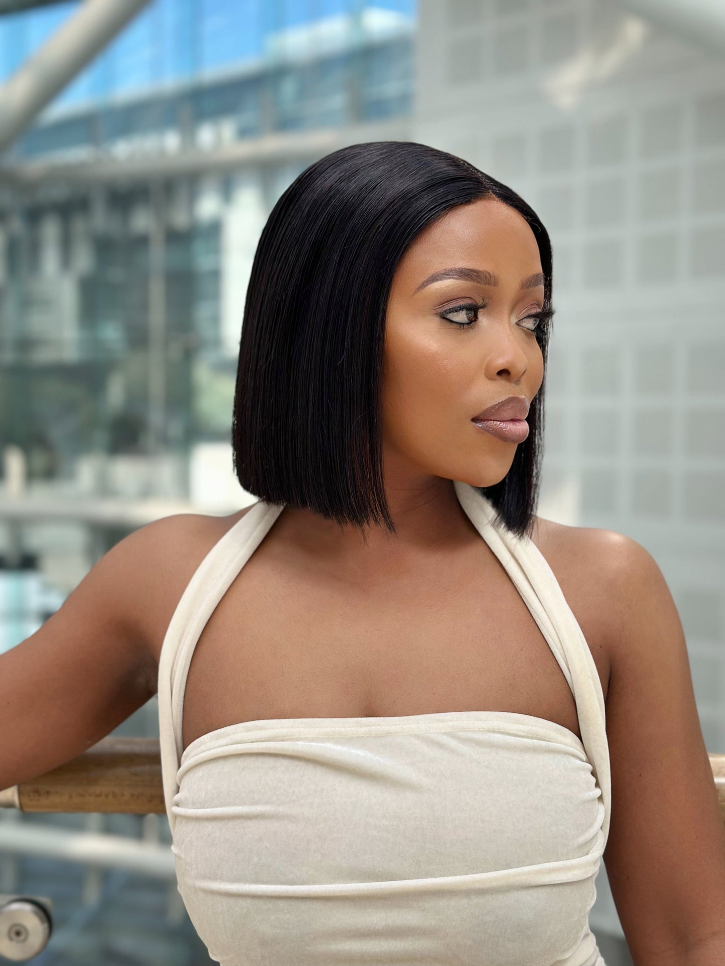 Double Drawn Short Blunt Cut Glue-less 8 inch Bob Wig
