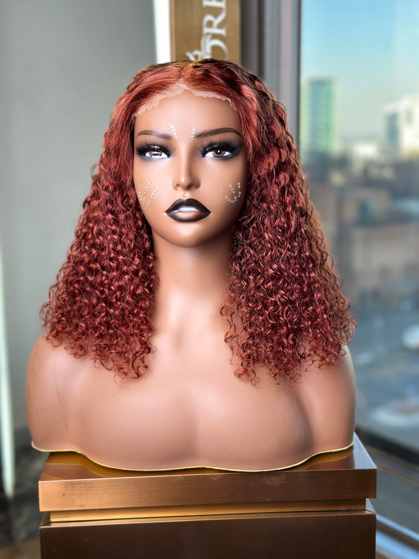 Reddish Brown Glueless 7 X 6 Lace Water Weave 14 Inch