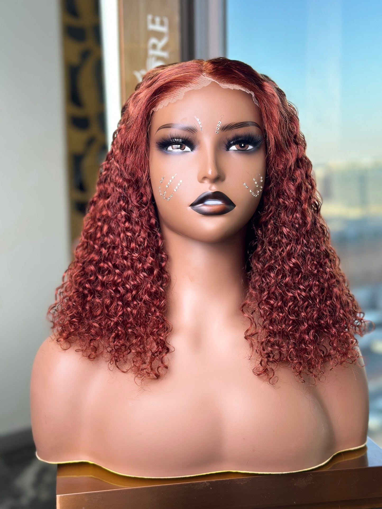 Reddish Brown Glueless 7 X 6 Lace Water Weave 14 Inch