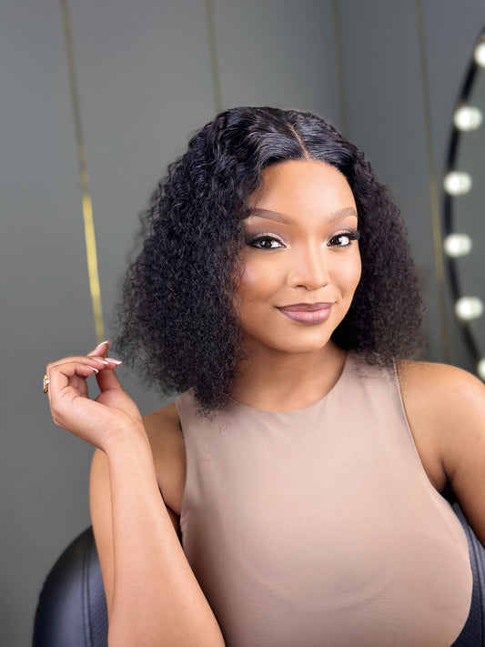 Brazilian Water Curly Bob Wig With 4 X 4  Closure