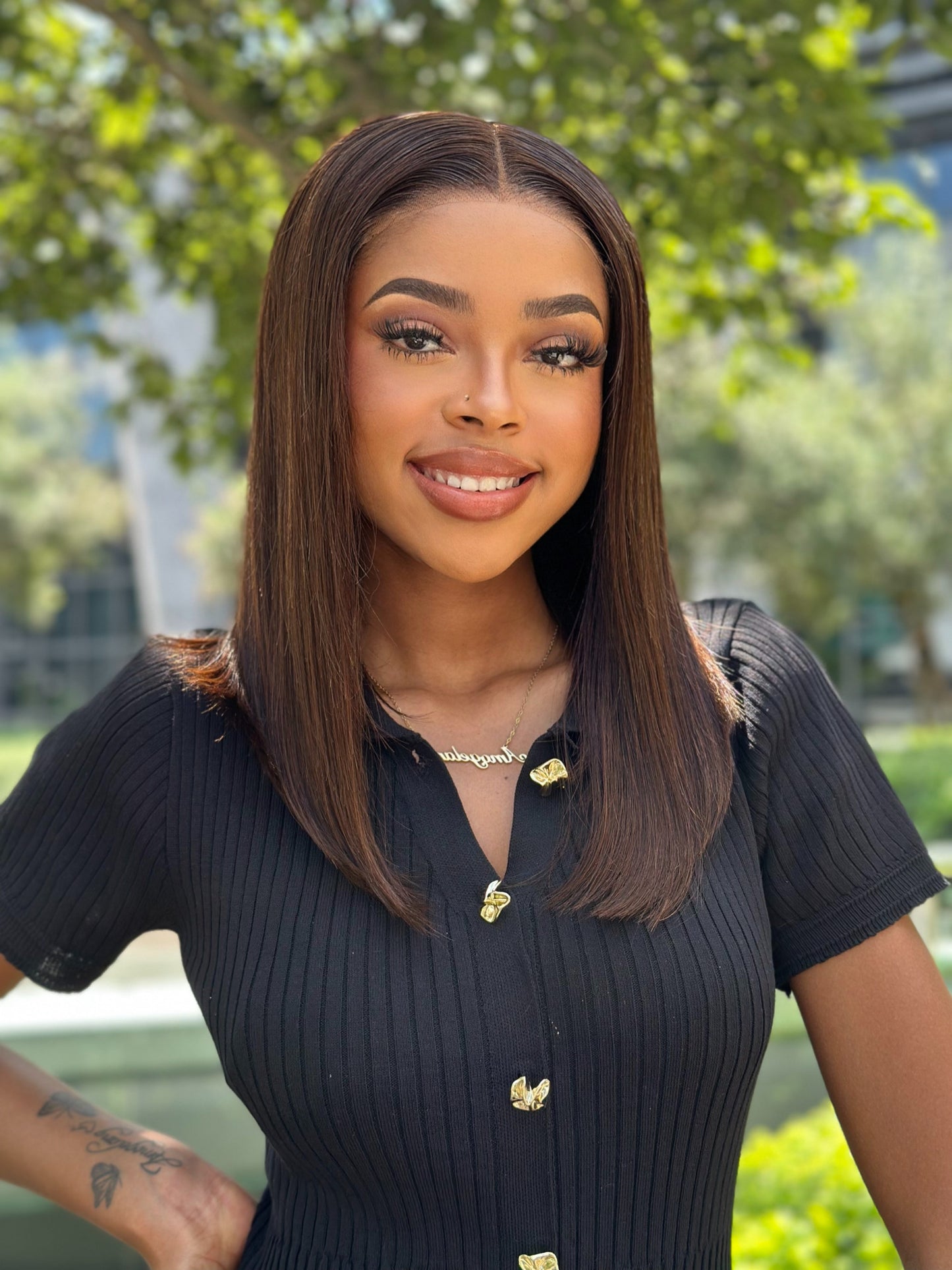 Double Drawn Chocolate Brown Glue-less 5 X 5 lace Bob Wigs