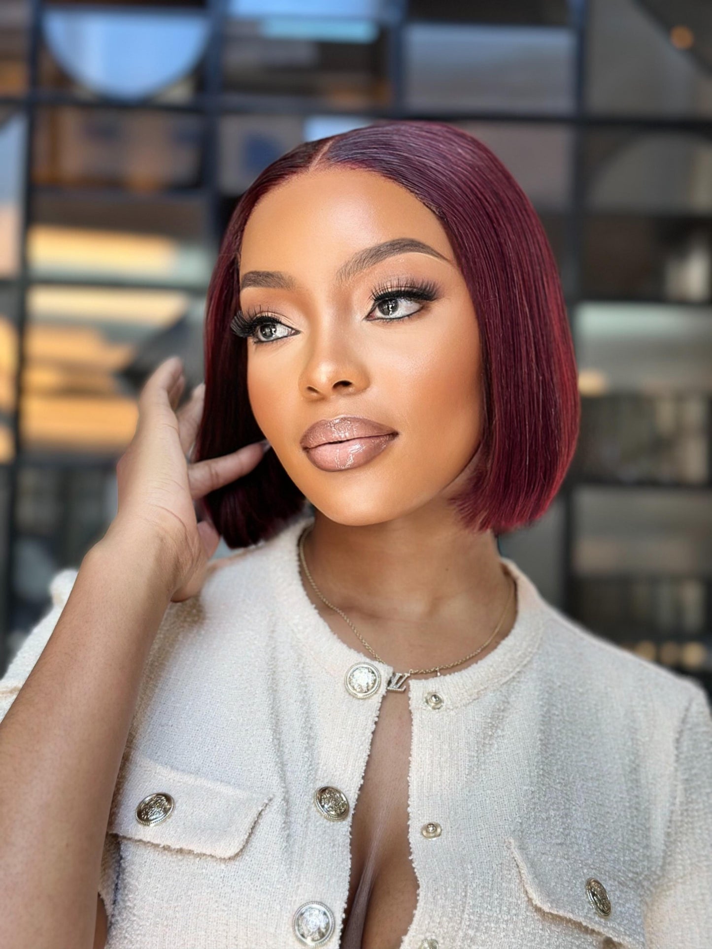 Sleek Super Double Drawn Burgundy Glueless 8 inch Bob