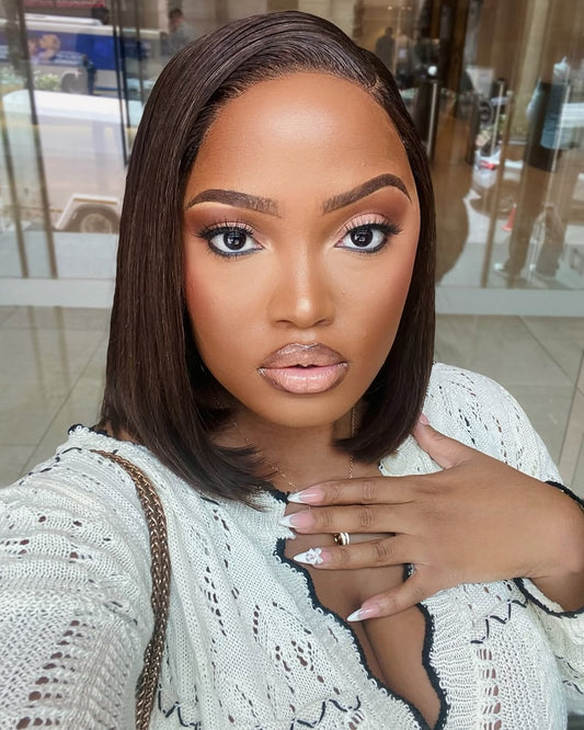 Double Drawn Chocolate Brown Glue-less 5 X 5 lace Bob Wigs