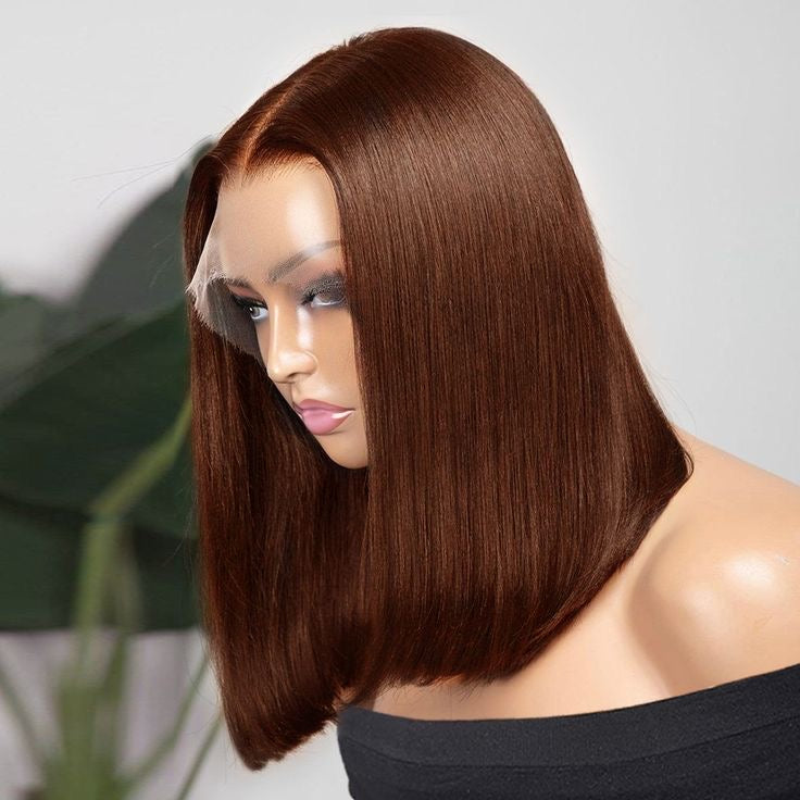 Chocolate Brown Double Drawn Frontal Bob Wigs