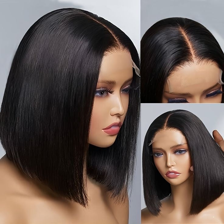 Double Drawn Glue-less Pre- Bleached Bob 8 Inch - 14 Inch With 5 X 5 Closure Remorehair