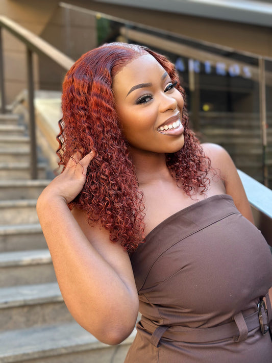 Reddish Brown Glueless 7 X 6 Lace Water Weave 14 Inch