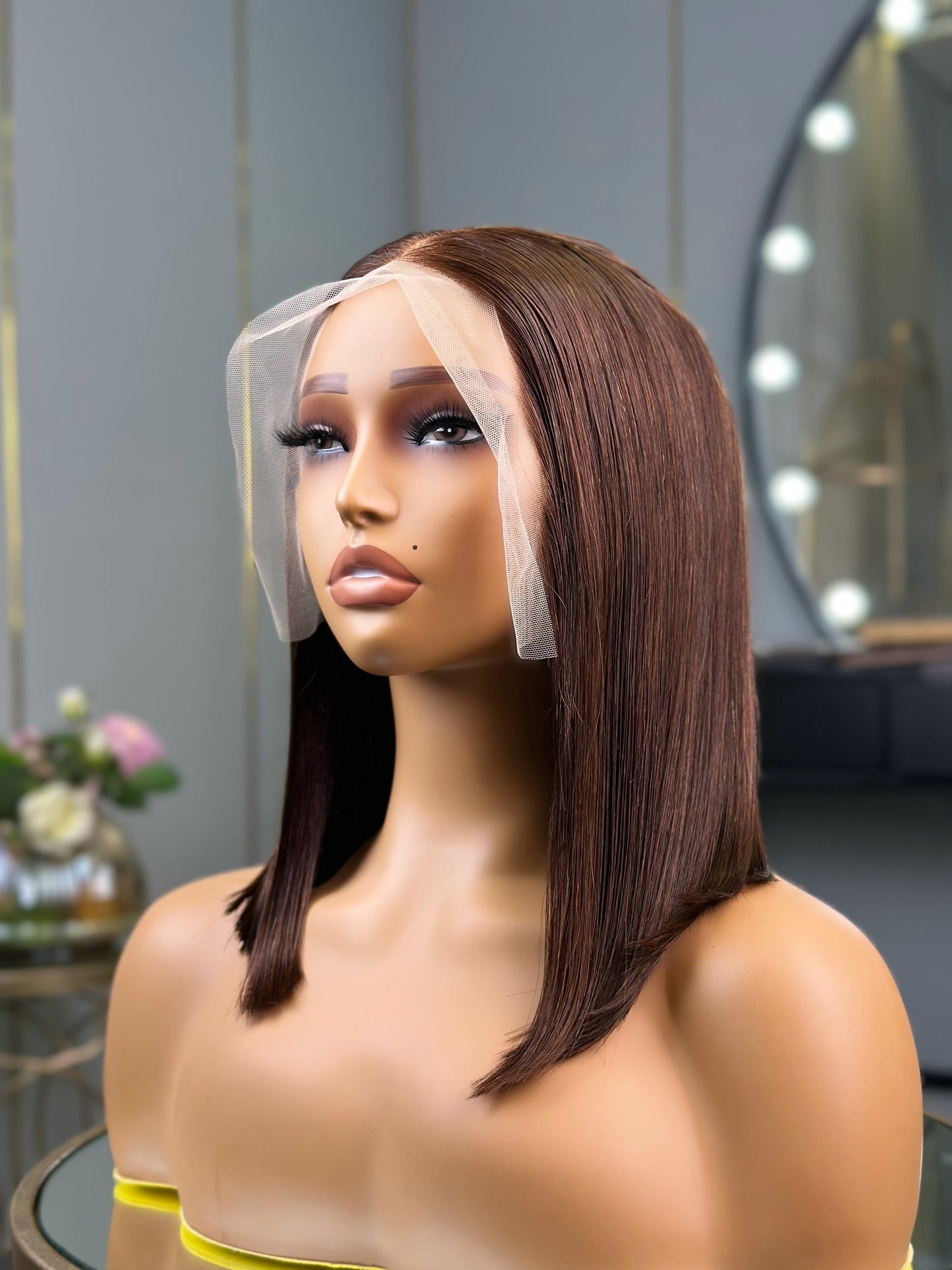 Chocolate Brown Double Drawn Frontal Bob Wigs