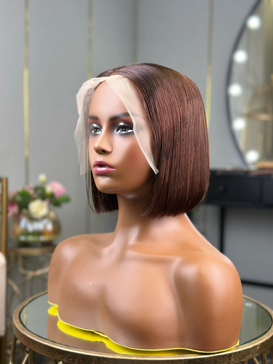 Chocolate Brown Double Drawn Frontal Bob Wigs