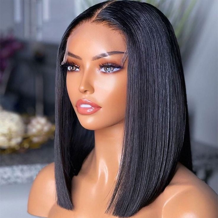 Double Drawn Glue-less Pre- Bleached Bob 8 Inch - 14 Inch With 5 X 5 Closure Remorehair