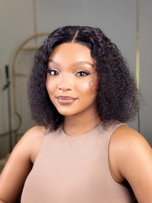 Brazilian Water Curly Bob Wig With 4 X 4  Closure