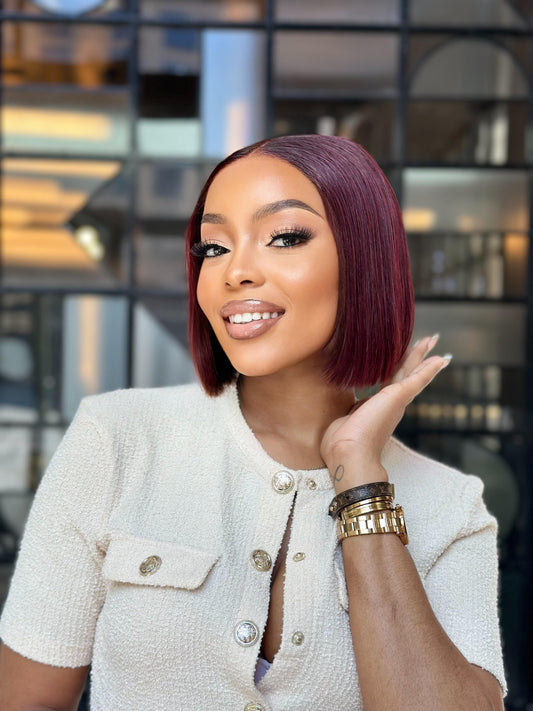 Sleek Super Double Drawn Burgundy Glueless 8 inch Bob