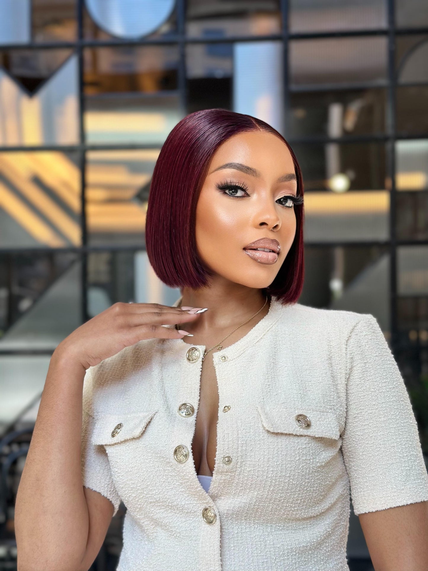 Sleek Super Double Drawn Burgundy Glueless 8 inch Bob