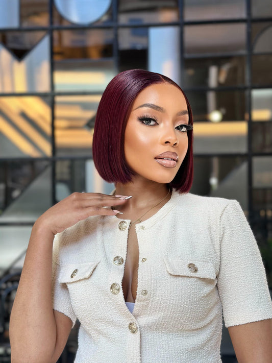 Sleek Super Double Drawn Burgundy Glueless 8 inch Bob