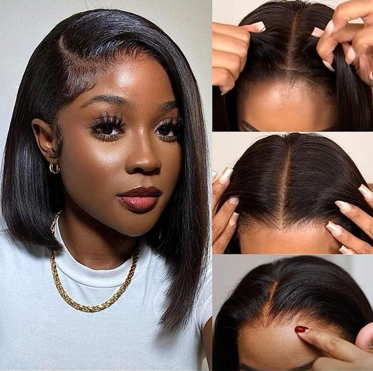 Wear And Go Pre-Bleached Double Drawn Bob With 7 X 5 Closure Remorehair